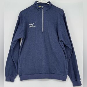 Mizuno Men's 1/4 Zip Navy Sweatshirt with Pockets. Medium
